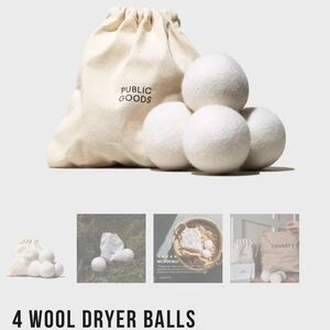 4 Public Goods Wool Dryer Balls Natural Fabric Softener 100 Organic reusable bag